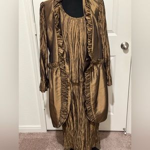 Serafina Premium Apparel women’s gold metallic 3pc shirt/jacket/skirt